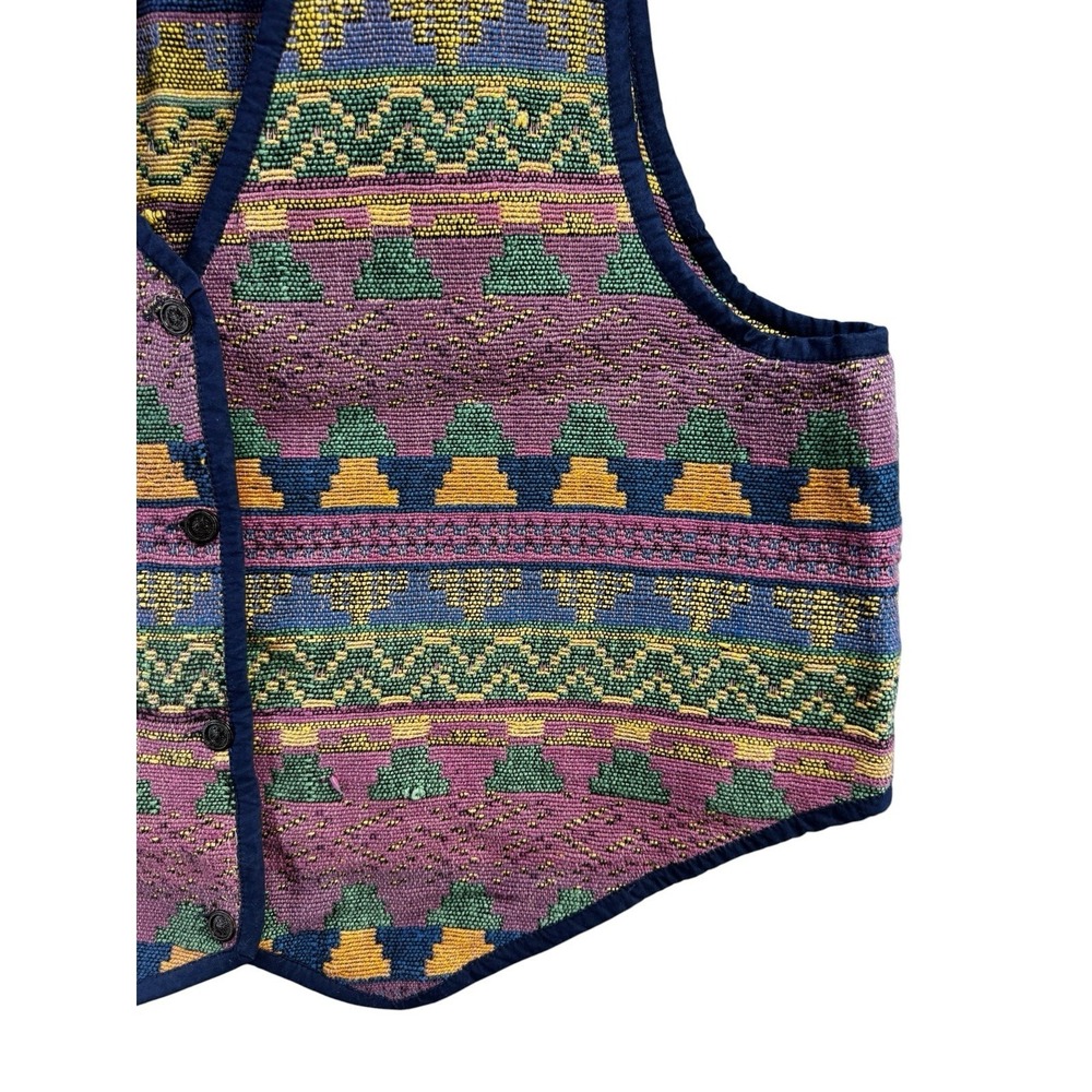 New Identity Southwestern Tapestry Vest 1X Boho Aztec Cotton Cottagecore - Picture 2 of 7